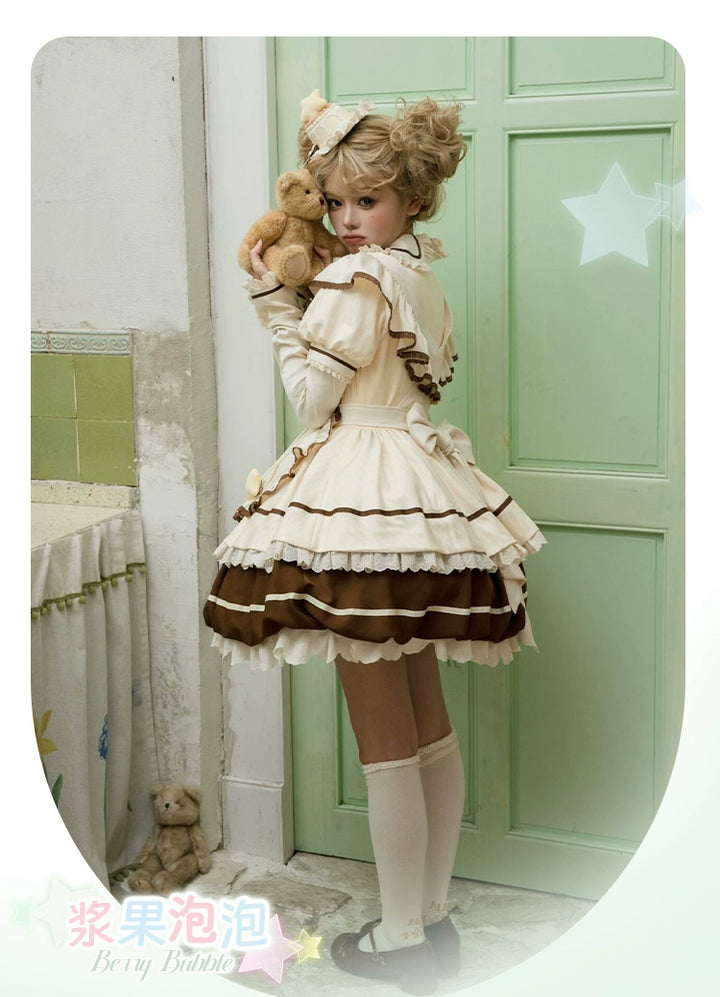 Sakurahime~Berry Bubble~Kawaii Lolita OP Tiered Ruffles Apron Lolita Dress