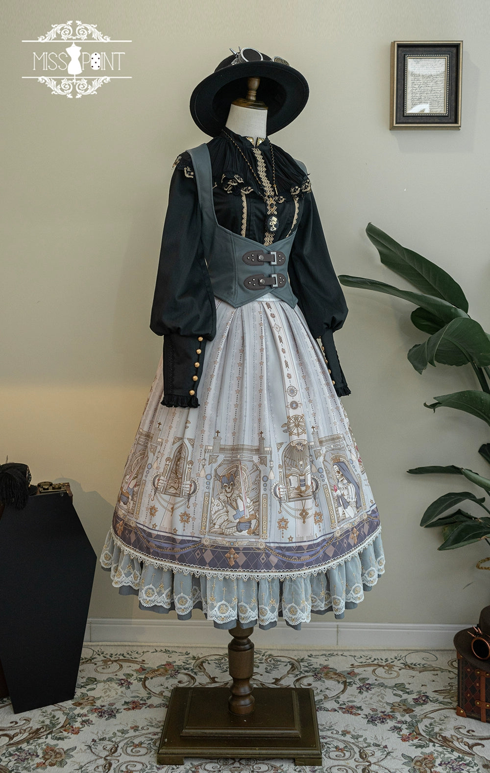Miss Point - Demon Hunting Notes - Fishbone Gothic Lolita Skirt 33614:433758