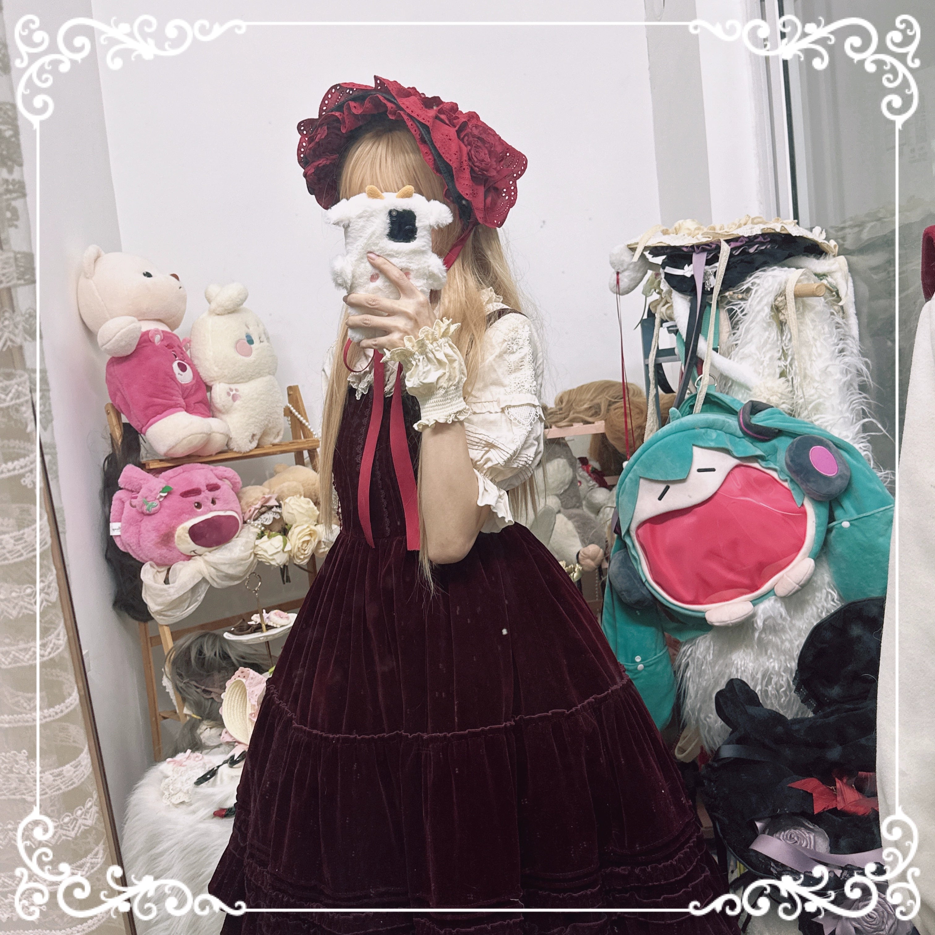 Chestnut Lolita~Gothic Lolita Bonnet Pure Cotton Hat 34010:440594