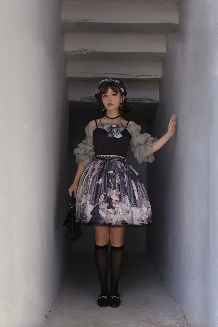 Balladeer~Classic Lolita Shirt Puff Sleeves Open Shoulder Blouse 36010:511640