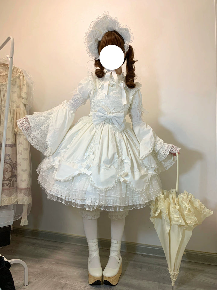 (BFM)The Seventh Doll~Sweet Diary SP~Vintage Lolita Jumper Dress Petal-like Hem JSK Headdress Set   