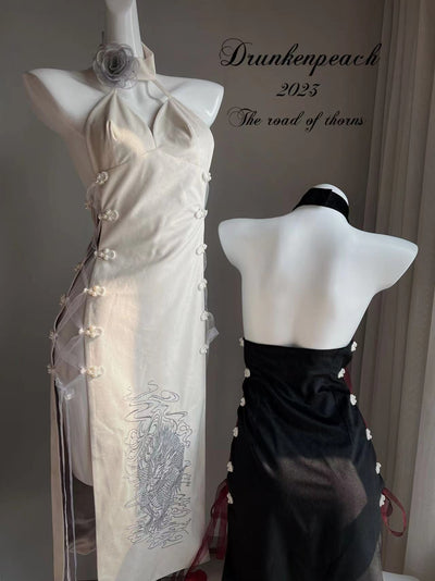 Your Highness~ Full Placket Velvet Vintage Qi Lolita Dress S white long dress(embroidered) 