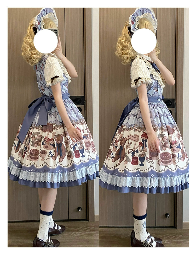Spireme Cat - Hazelnut Bear - Kawaii Lolita Dress, Bear & Dessert Print