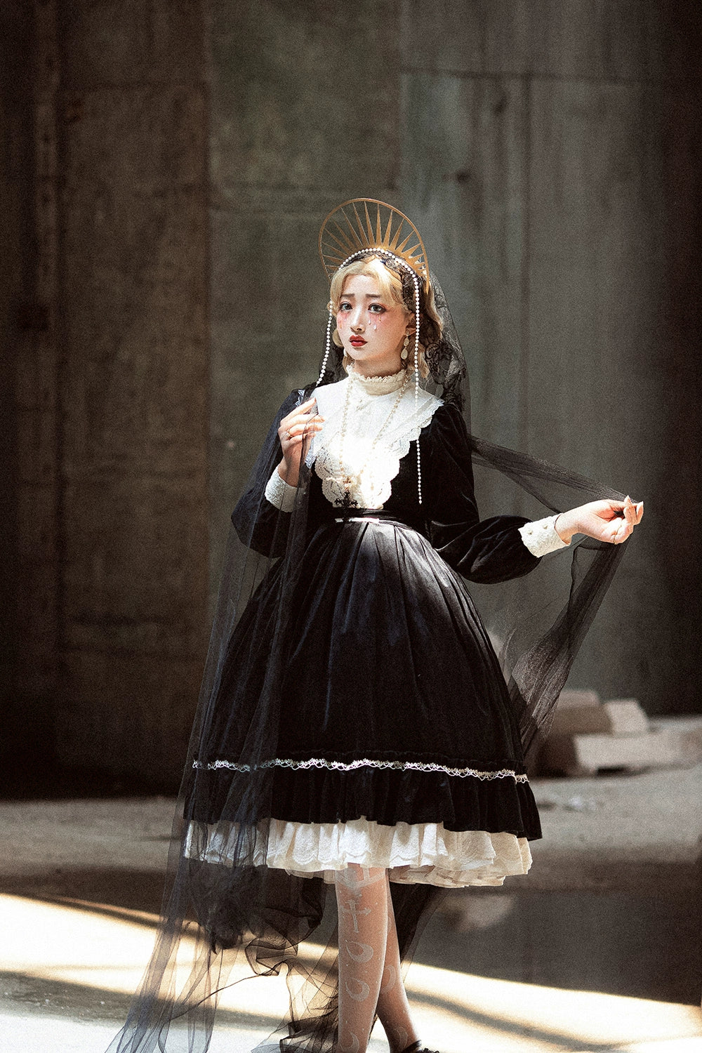 (BFM)Miss Point~Customized Lolita Dress Vintage Elegant Velvet OP Dress 32520:391758