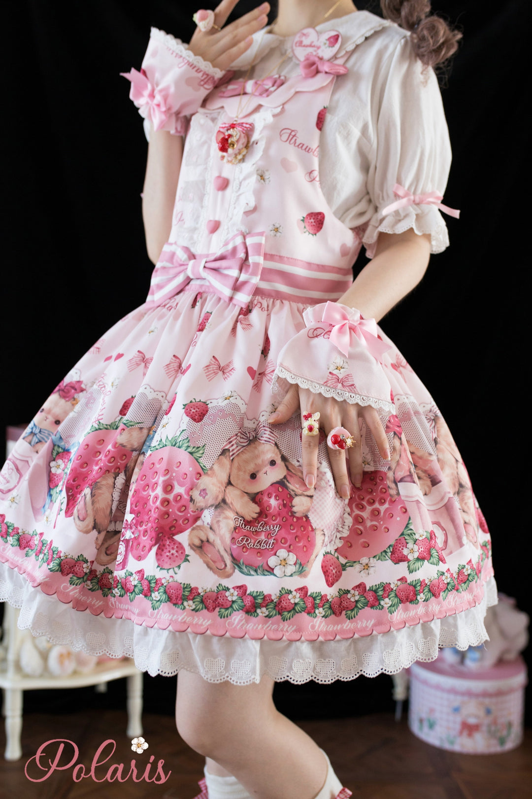 Polaris Lolita~Rabbit Berry Gift Box~Sweet Lolita Salopette and Dress Set