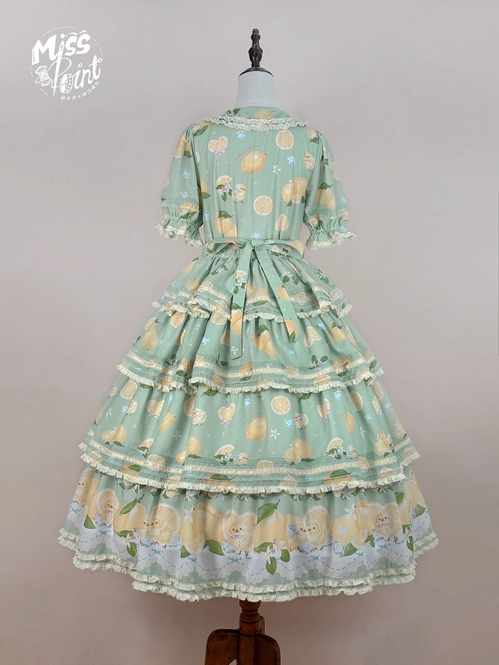 Miss Point~Lemon Chick~Country Lolita Printed OP With Button Front 42984:760443