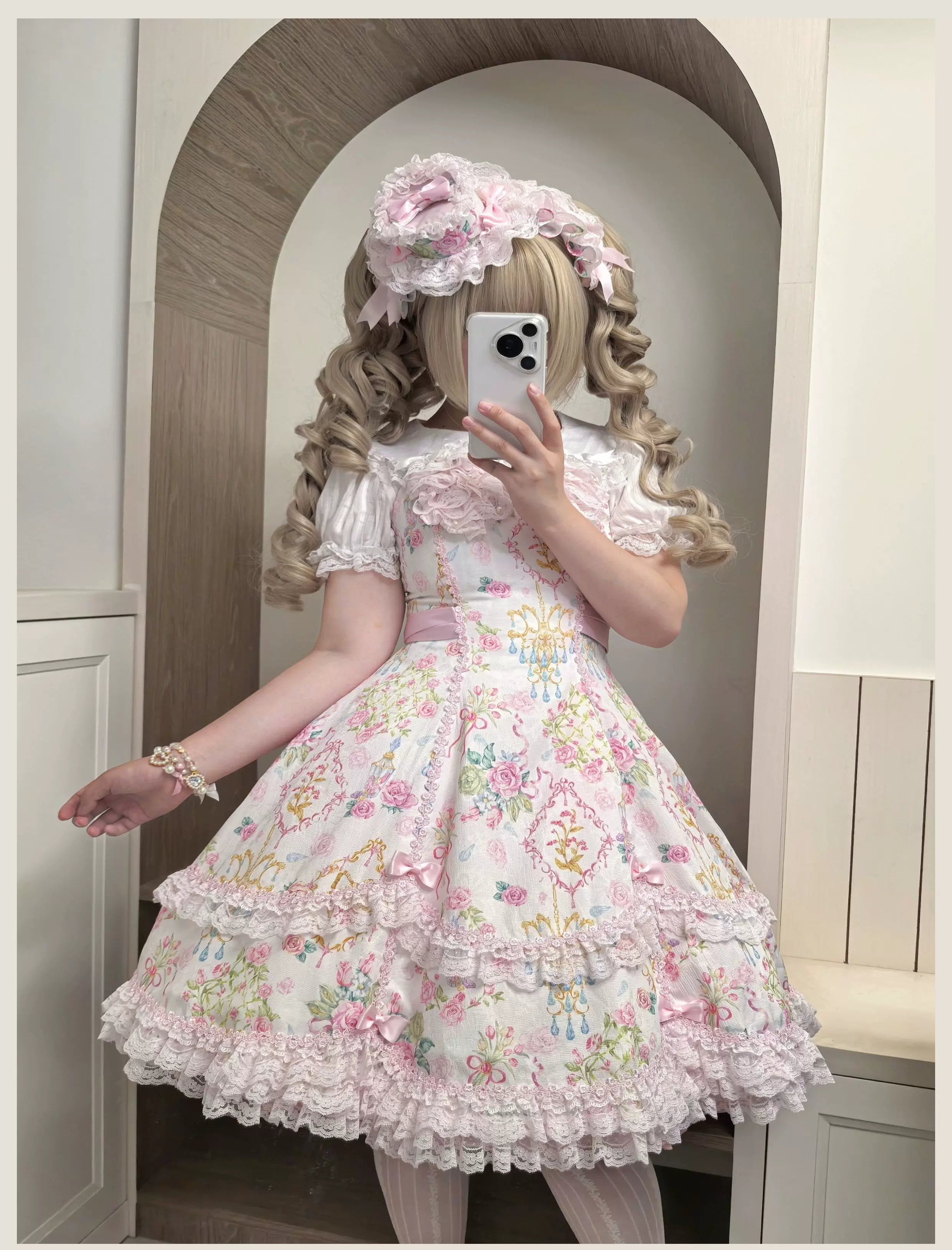 Old School Lolita Peter Pan Collar Blouse with Lace 45504:851218