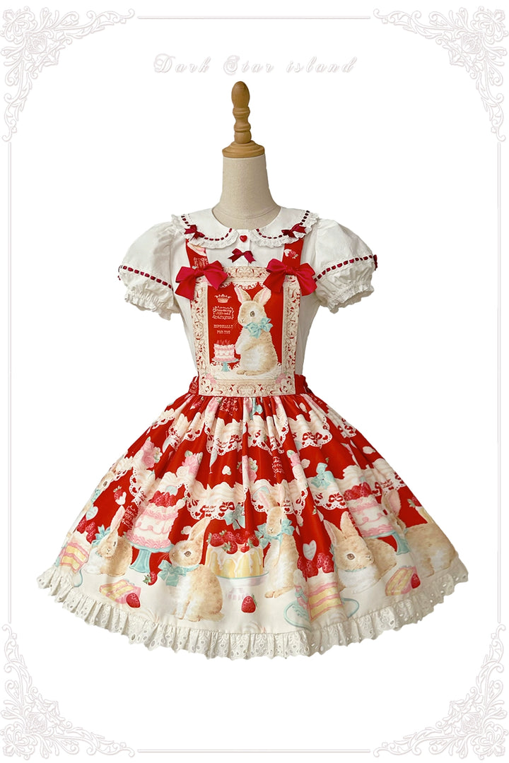 Dark Star Island~Honey Bunny Cake~Sweet Lolita JSK/OP/Strap SK/Shirt S Red suspenders SK 