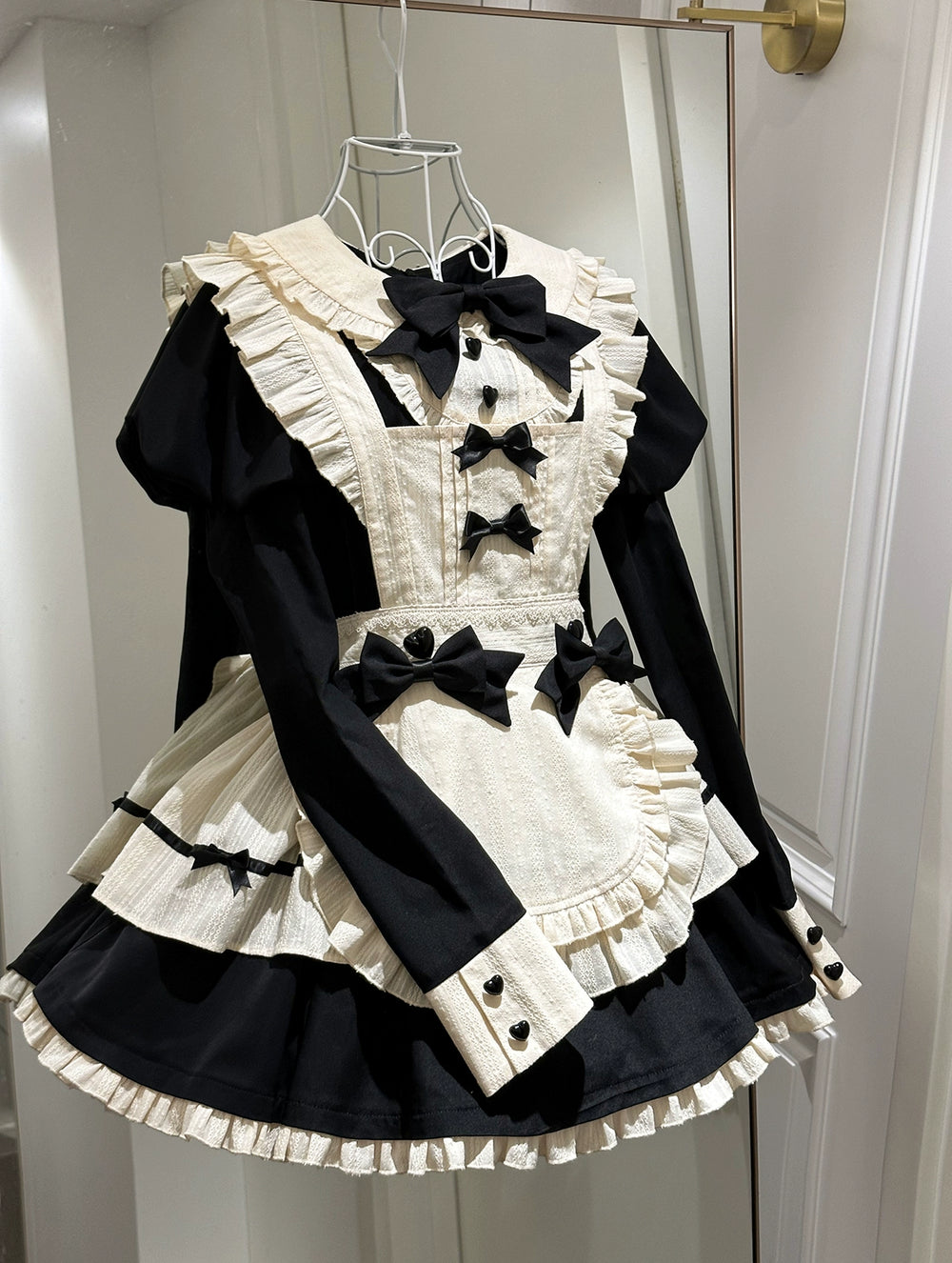Hawthorn Berries - Maidette - Halloween Maid Lolita Apron OP Dress S Short OP + Apron + Detachable Sleeves + KC