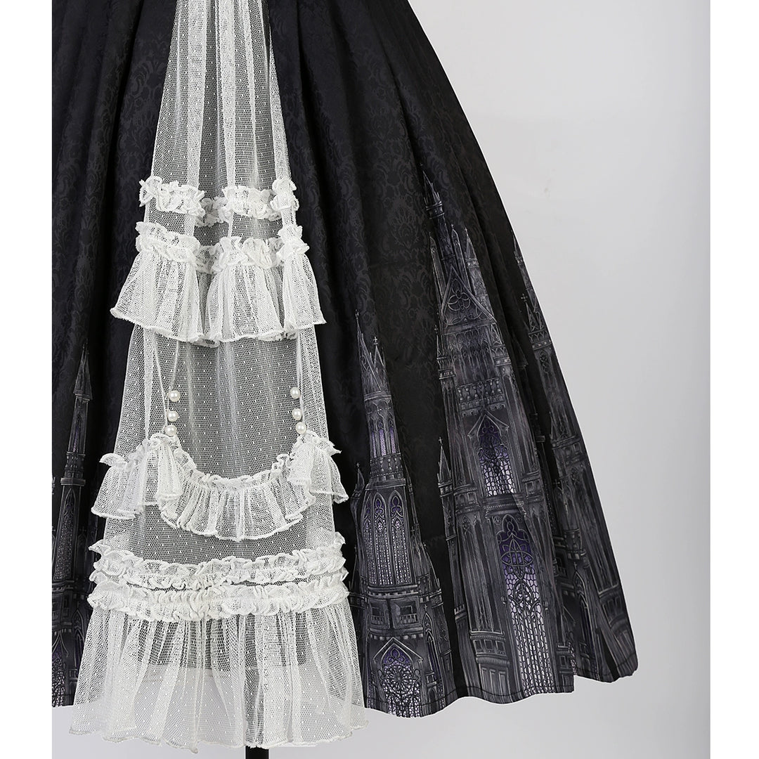 Cornfield Lolita~Silent Church~Gothic Lolita JSK Dress Printed Dress Thin Shawl Set   