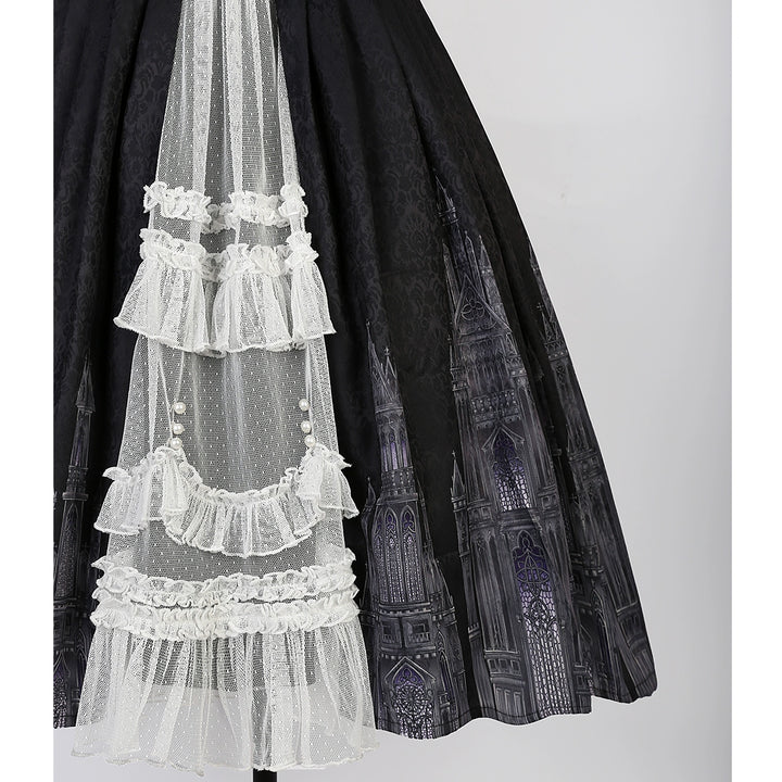 Cornfield Lolita~Silent Church~Gothic Lolita JSK Dress Printed Dress Thin Shawl Set   