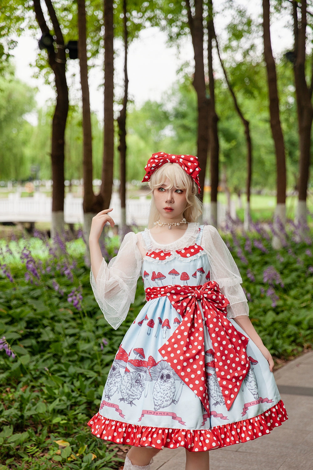 Infanta~Mushroom~Sweet Lolita JSK Dress Printing Dress Short Sleeve Shirt   