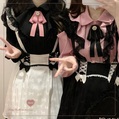 (BFM)KittyBxllet~Kuroneko~Jirai Kei Shoulder Open Ruffle Lace Long Sleeve Blouse   