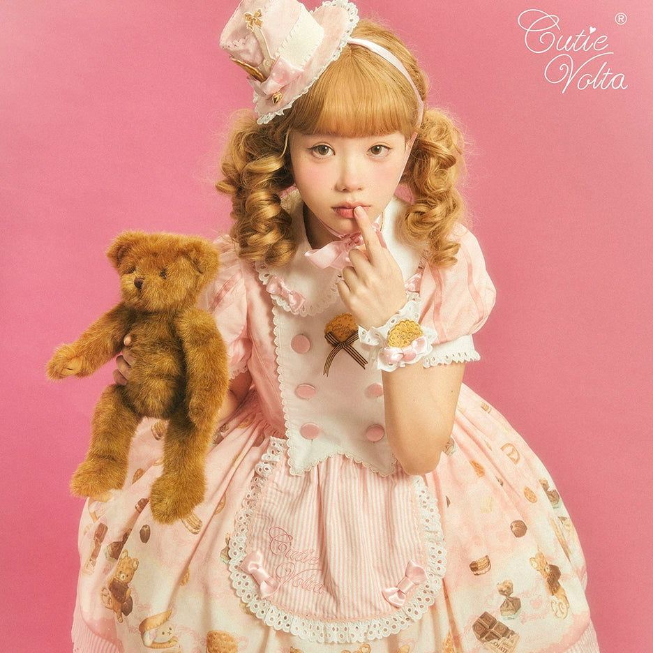 CutieVolta~Blissful Confectionery~Sweet Lolita OP Dress Bear Print JSK   