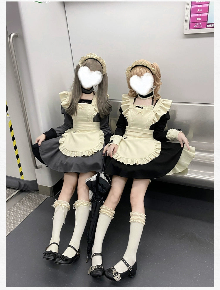 With PUJI - Suki - Maid Lolita OP Set, Detachable Apron, Juliet Sleeve