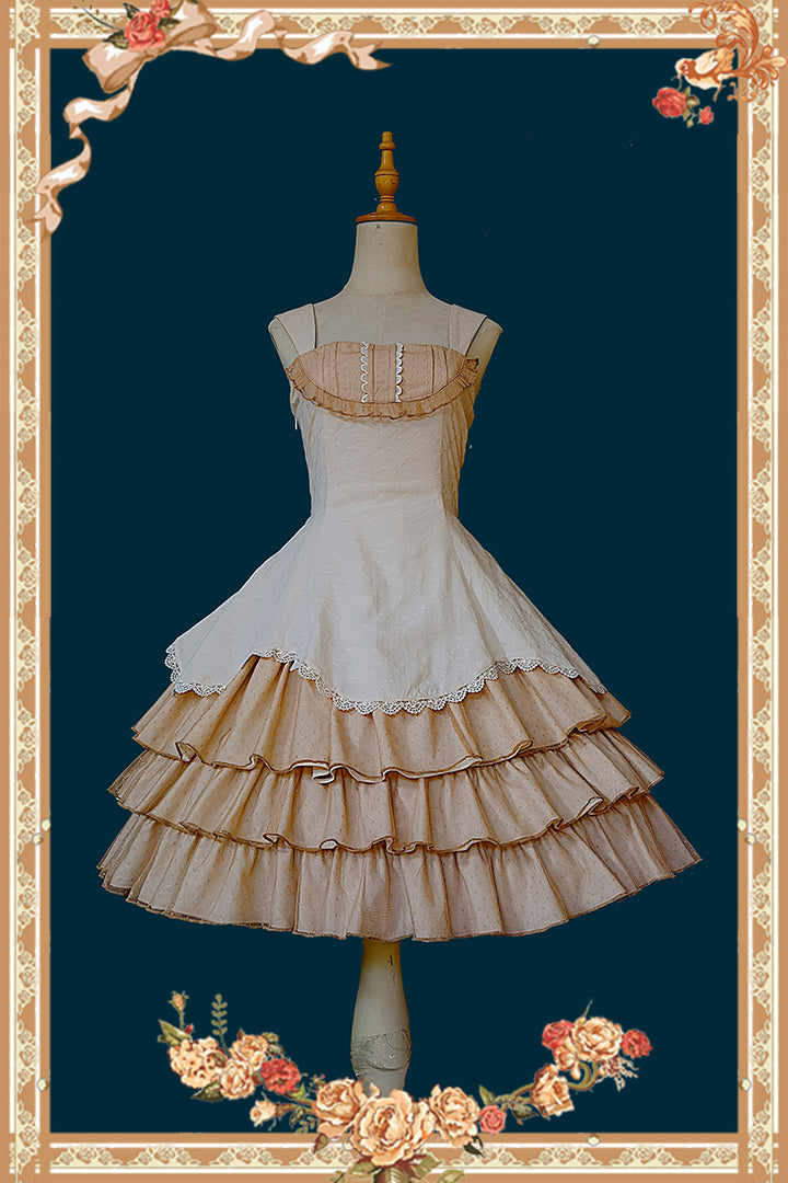 Infanta~Waltz~Classic Lolita JSK Tiered Dress with Bunny Ear Blouse Apricot JSK only S