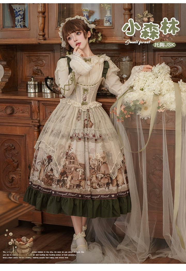 Spireme Cat~Small Forest~Classic Lolita JSK Dress Chest Support Printing Dress   