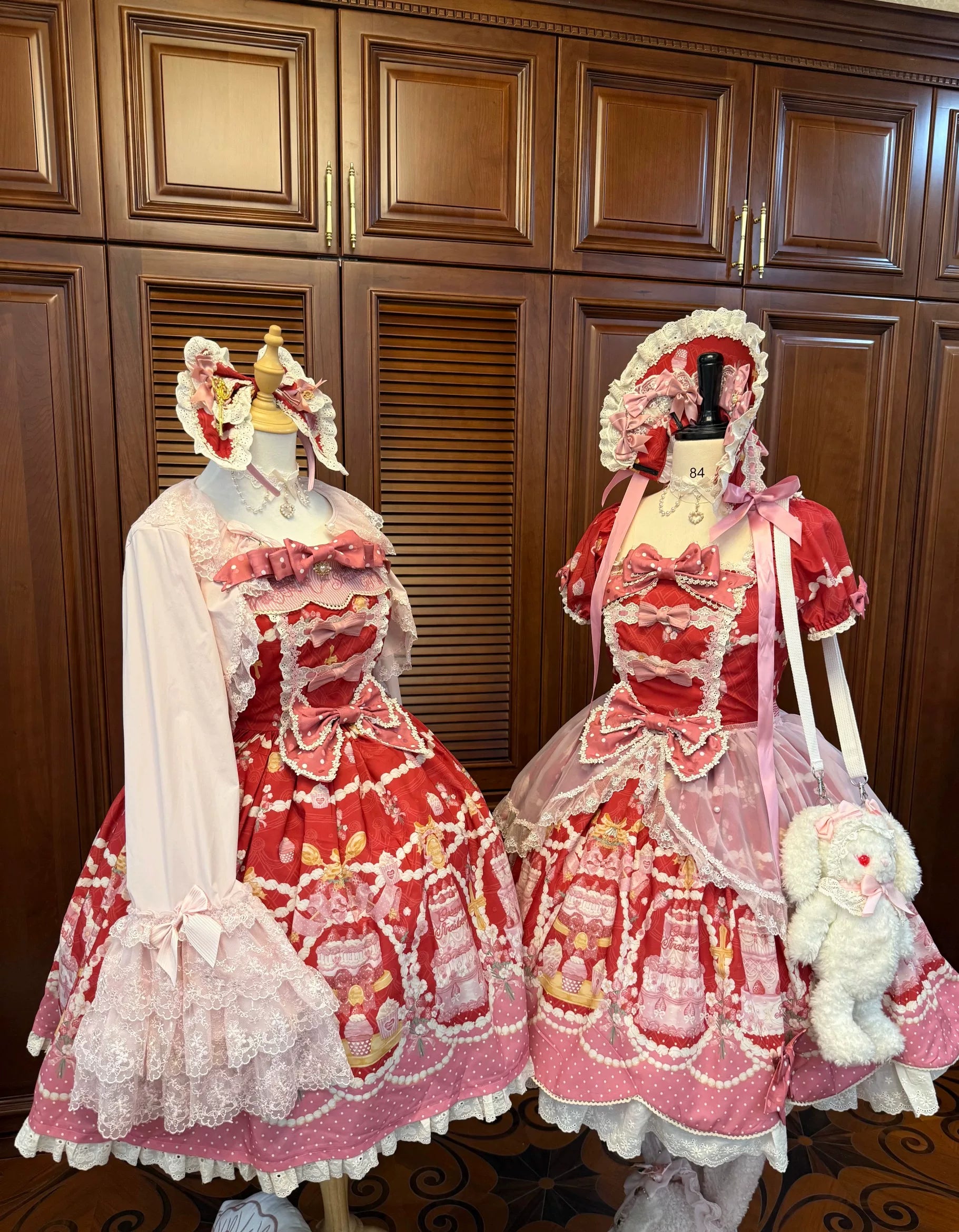 Strawberry Ode - Plus Size Sweet Lolita OP & JSK Dress, Cream Cake Print 45892:866991