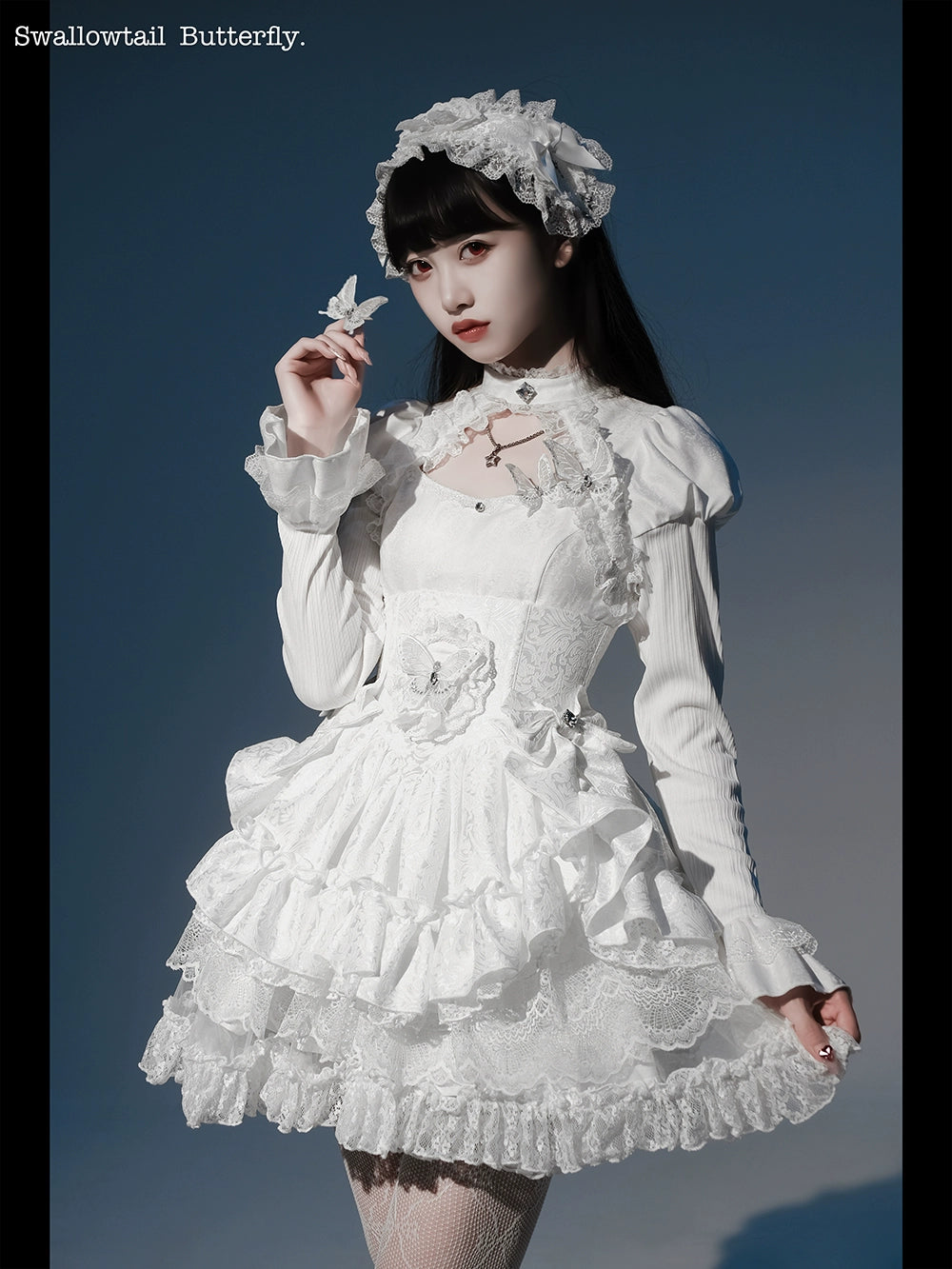 MORY HITOMI~Swallowtail Butterfly~Gothic Lolita Skirt Skeleton Embroidered Dress 37496:560594