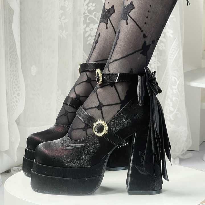 Dreamland~Floating Dream Lily~Elegant Lolita High Heel Shoes Butterfly Knot Shoes   