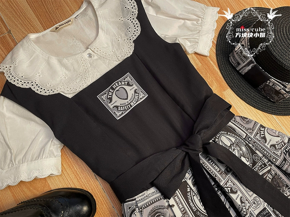 Miss Cube - Antique Label - Retro Lolita JSK Dress Print Daily Dress 35662:498806