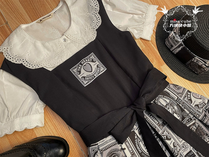 Miss Cube - Antique Label - Retro Lolita JSK Dress Print Daily Dress 35662:498806
