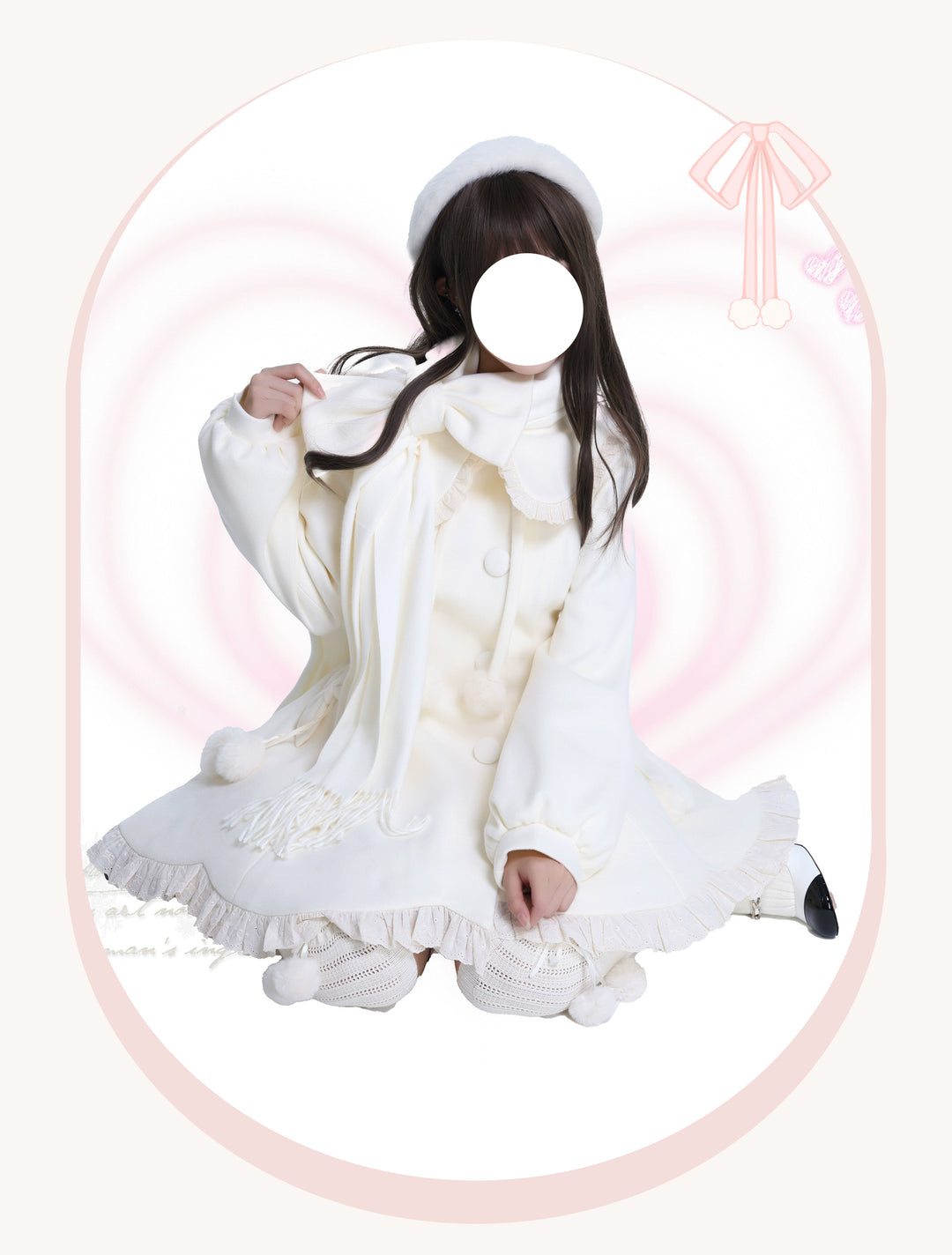 Platycodon House~Winter Love Song~Winter Sweet Lolita Coat Korean Style Overcoat Bow Scarf