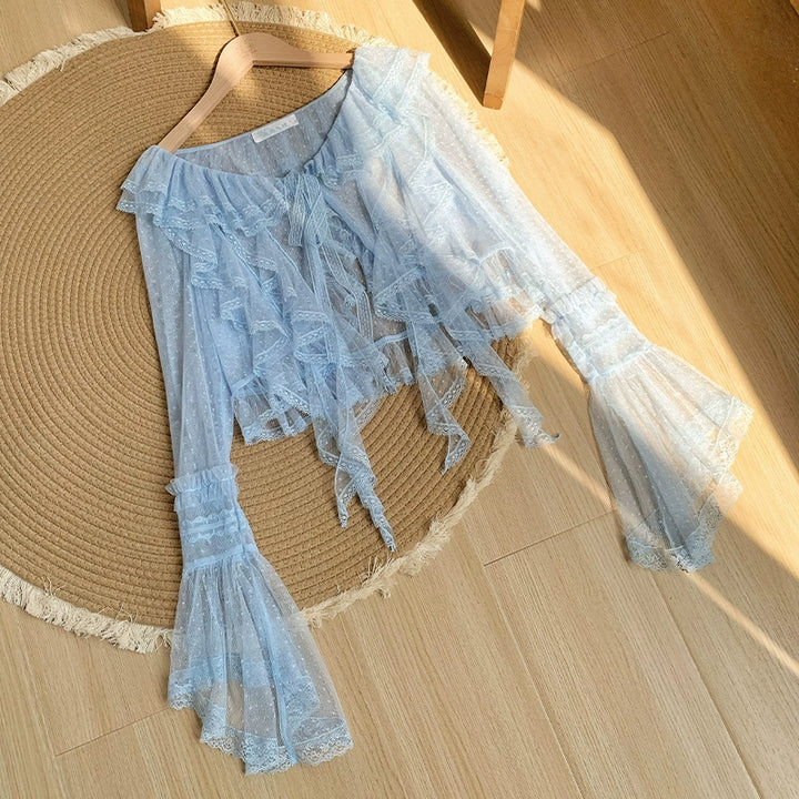 With PUJI~Letters and Poetry~Summer Classic Lolita Tulle Lace Bolero with Multi-Color 42928:758077