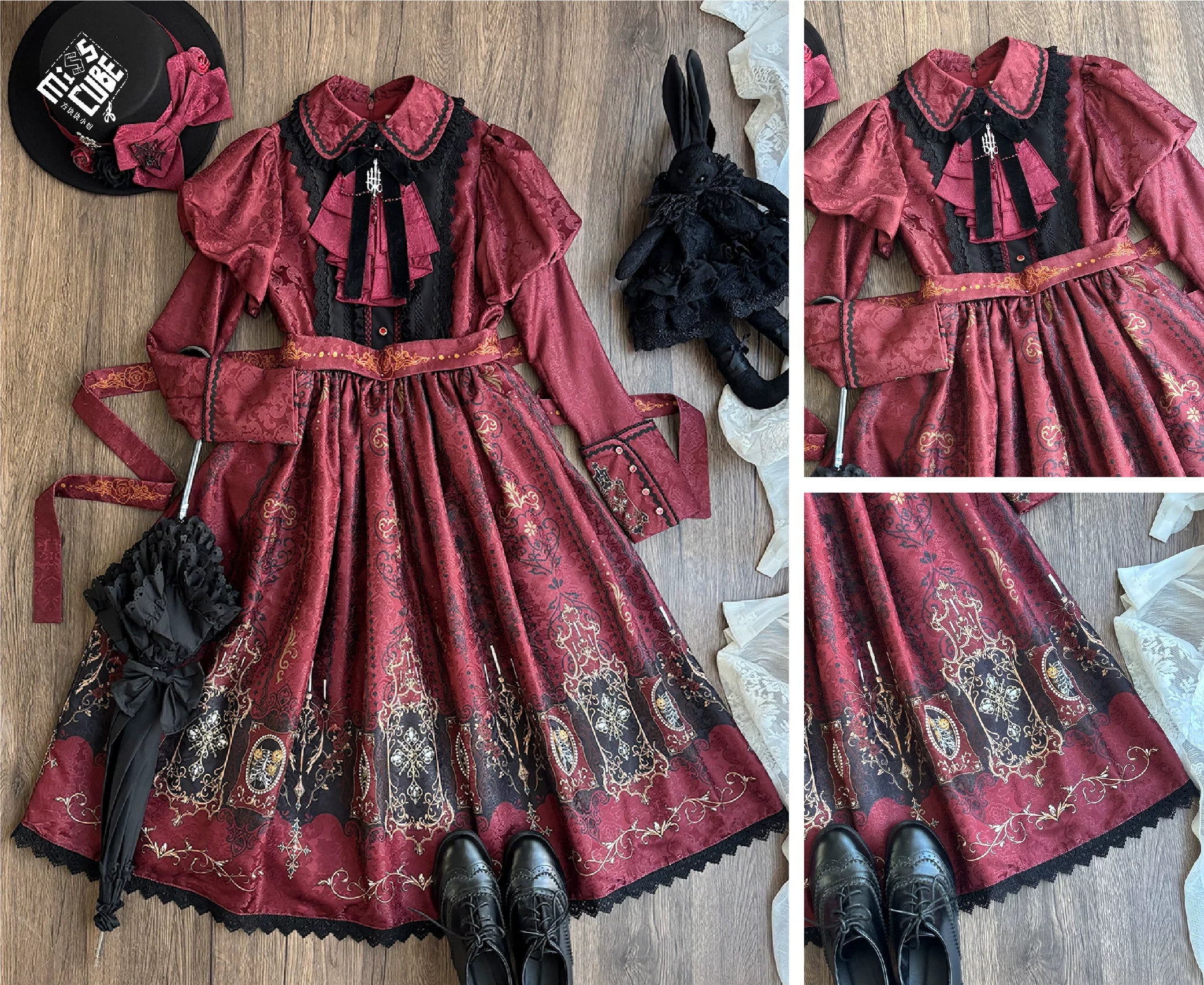 Blood Night Lantern - Jacquard Gothic Lolita Dress, Juliet Sleeve 44543:812274