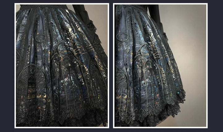 SUSIN~Night Traveler~Classic and Elegant Gothic Dress with Colorful Window Prints