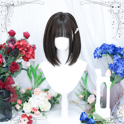 Dalao Home~Pearls~Daily Lolita Long Straight Wig black tea wig with a hair net  