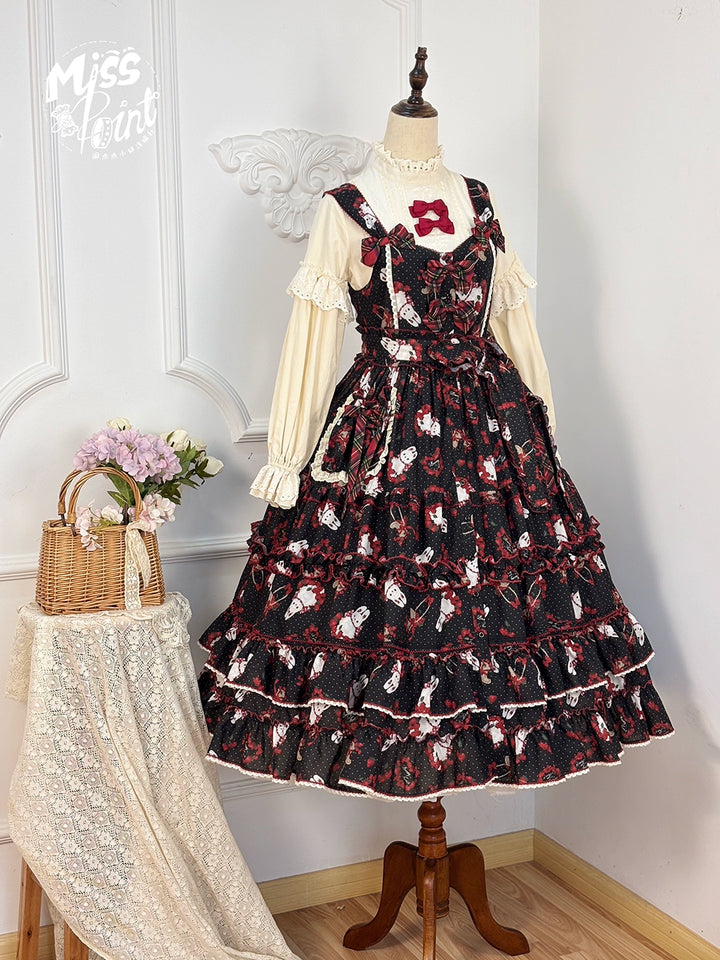 Miss Point~Forest Berry Bunny~Sweet Lolita JSK Elegant Bunny Print Dress 41972:720976