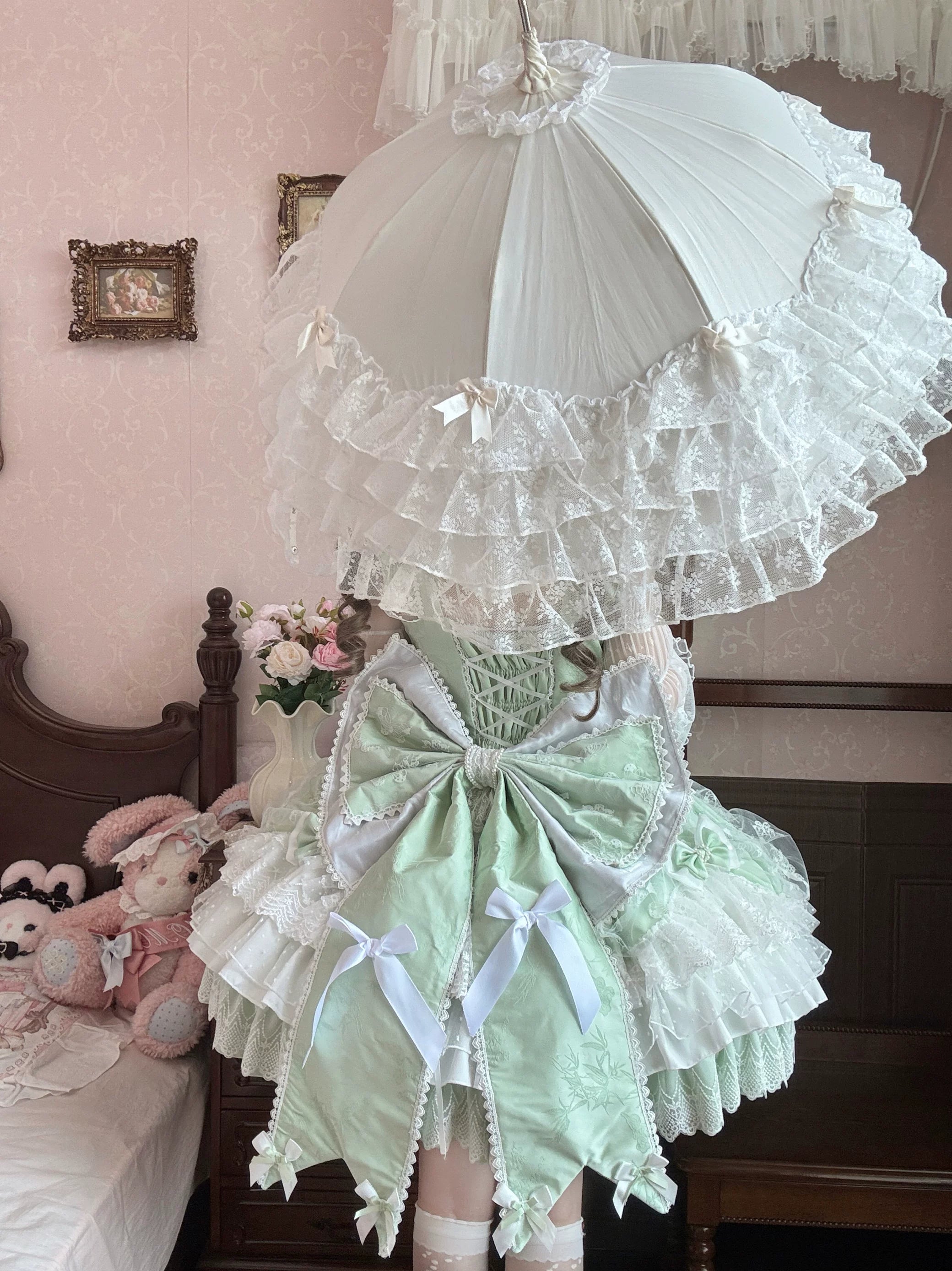 Shaoyun Weiwei - Plus Size Sweet Lolita Corset JSK Dress Set with Bows 45517:851273