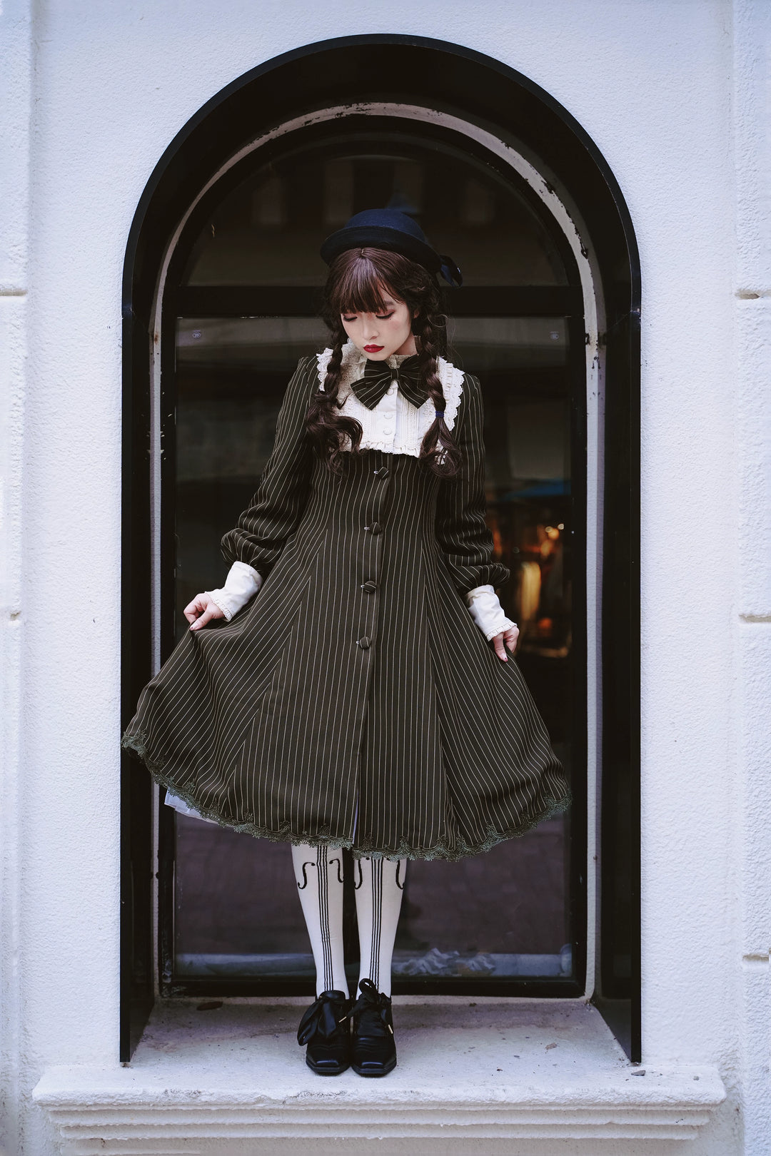 Strawberry Witch~Daily Lolita Coat Sherlock Style Lolita Coat Striped OP 34536:473230