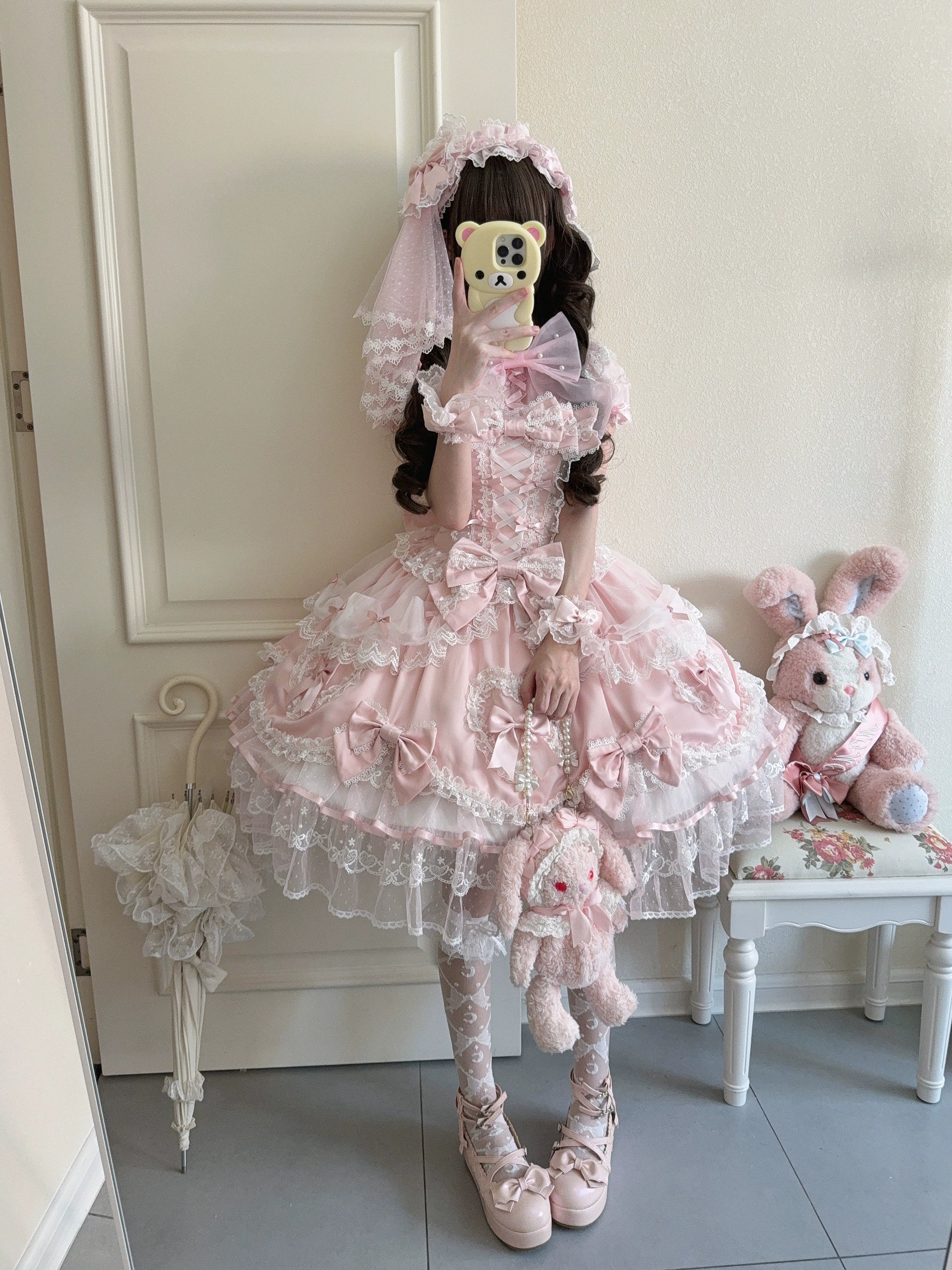 Sugar Girl - Velvet Sweetheart - Doll-like Sweet Lolita Jumper Dress, Bow Accents 44021:792746