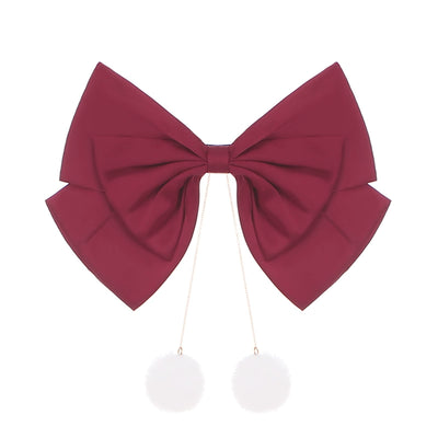 To Alice~Snowball~Christmas Lolita JSK Dress Red Cute Dress Burgundy Hair Clip  