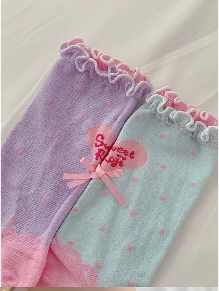 Roji Roji~Sweet Lolita Socks Cute Lolita Short Socks With Polka Dot   