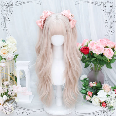 Dalao Home~Soft Soft~Daily Lolita Long Curly Pink Wig creamy pink wig  