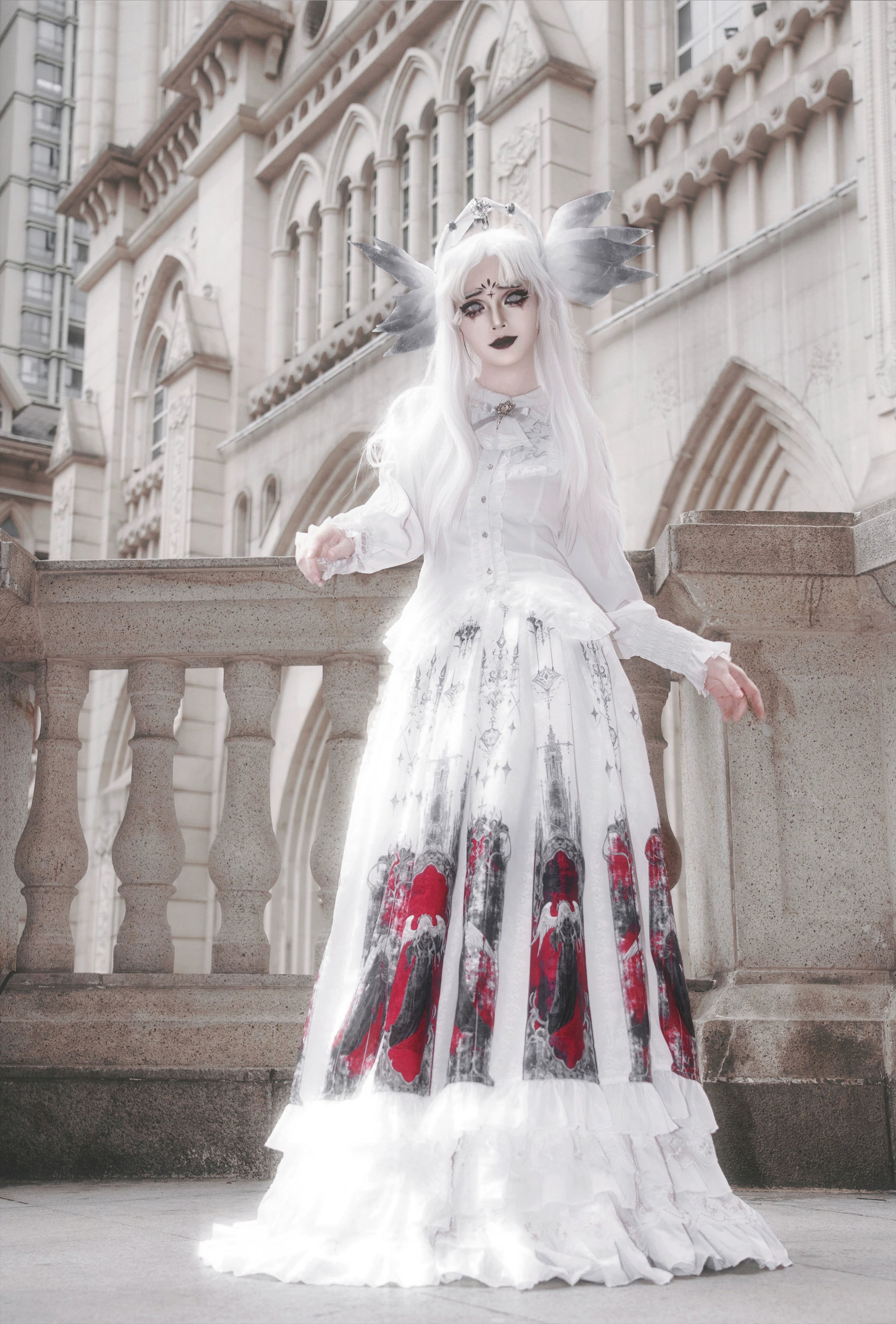 Luoluan Lolita - Fallen Angel - Printed Gothic Lolita Skirt Outfit