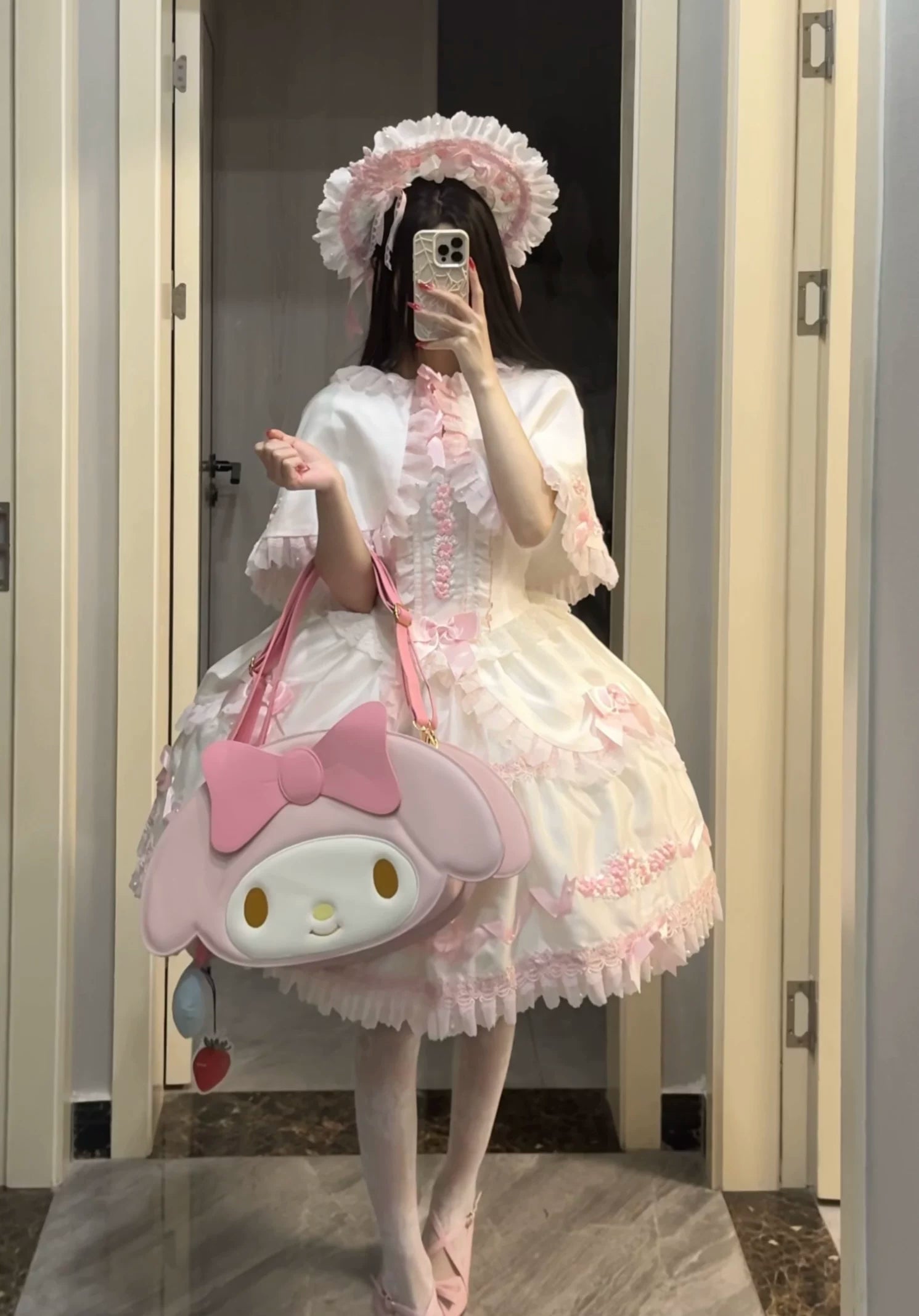 Charlotte Bouquet - Old School Lolita JSK Set, Embroidery & Bows 45093:835322