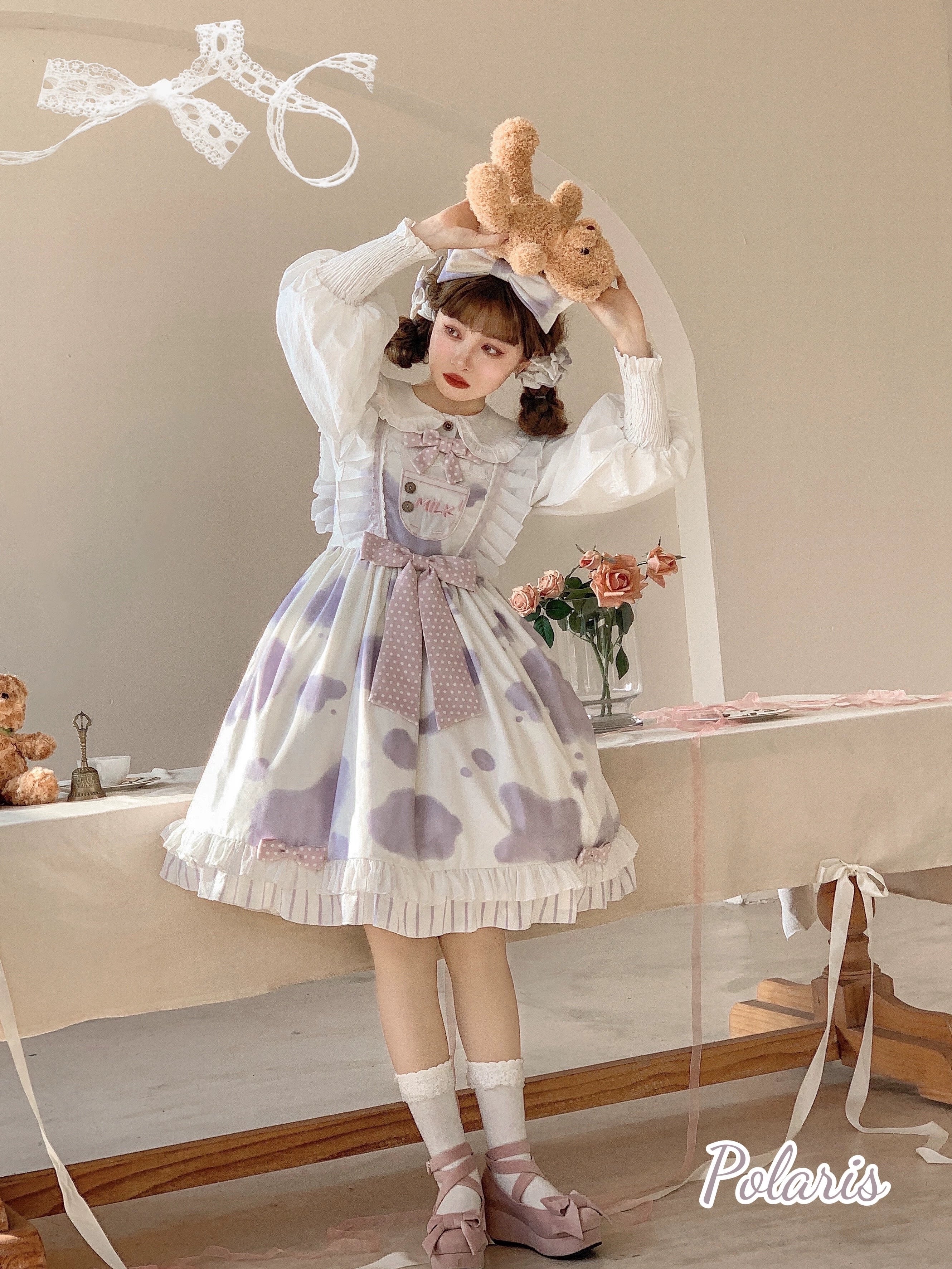 Polaris Lolita - Milky Dango - Cow Spot Kawaii Lolita JSK, Side Pockets (L M S) 44304:803741