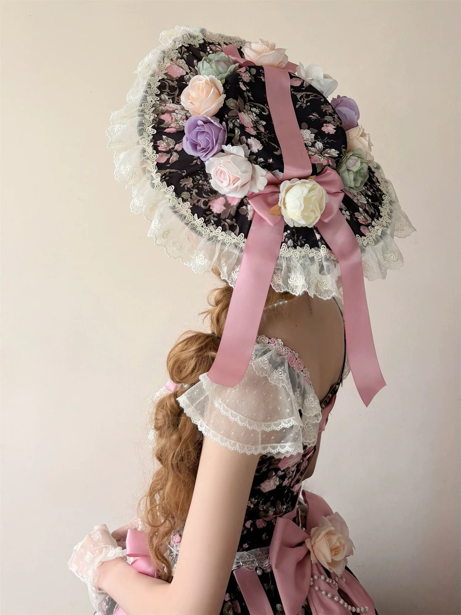 Dolota Flower Wall - Classic Lolita Floral OP Dress, Open Shoulder 44485:811194