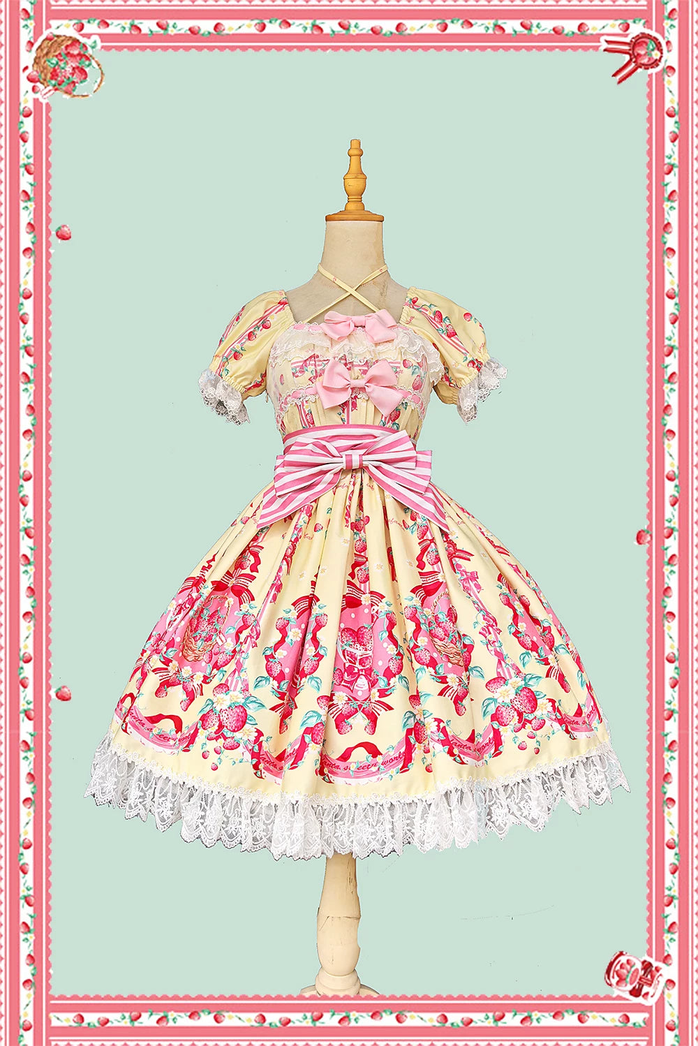 Strawberry Chef - Printed Old School Lolita Dress, Detachable Bows 44505:810372