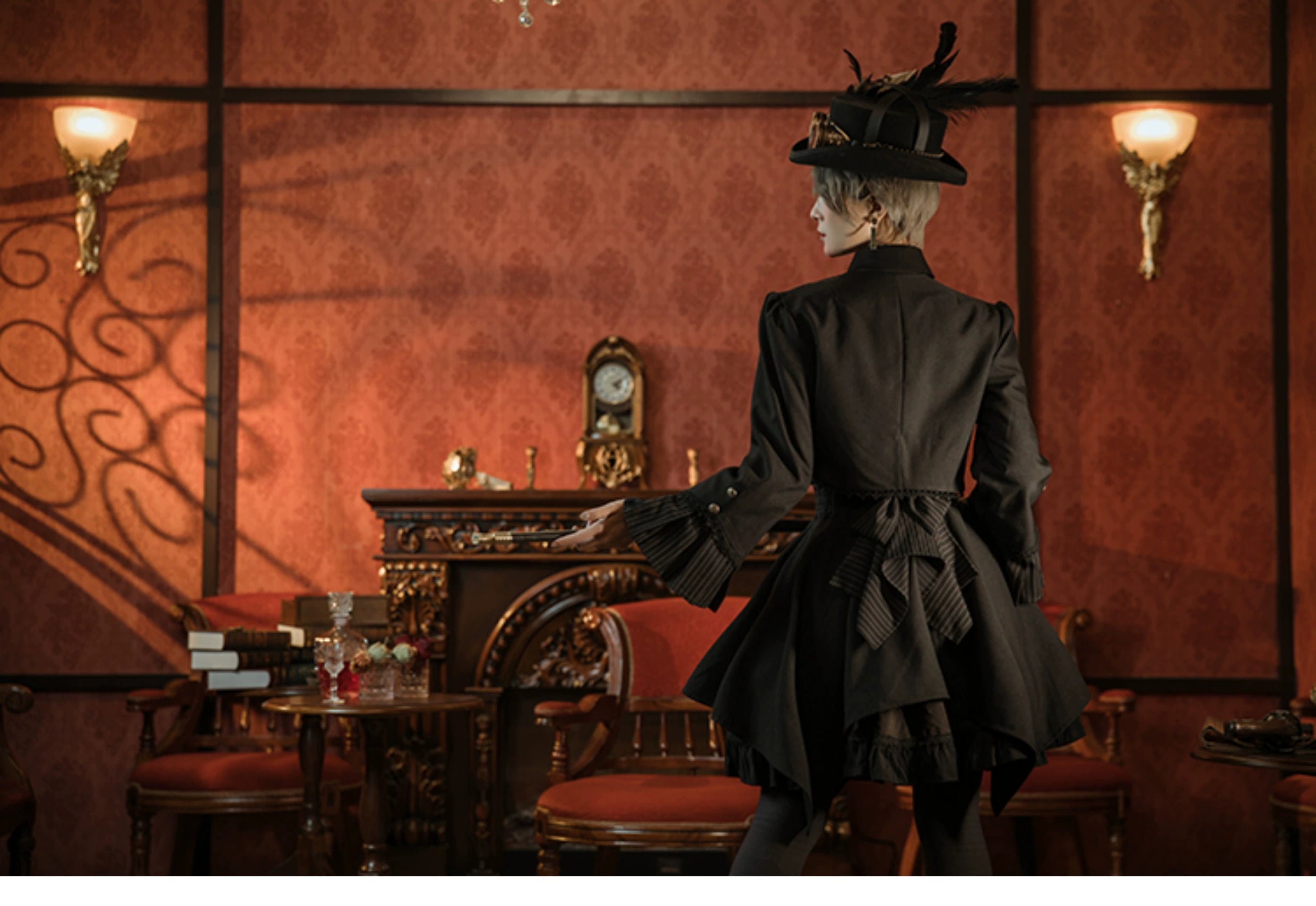 (BFM)Mr. Yi's Steam Continent~Gothic Lolita Cardigan Long Sleeve Black Short Jacket 36496:513212