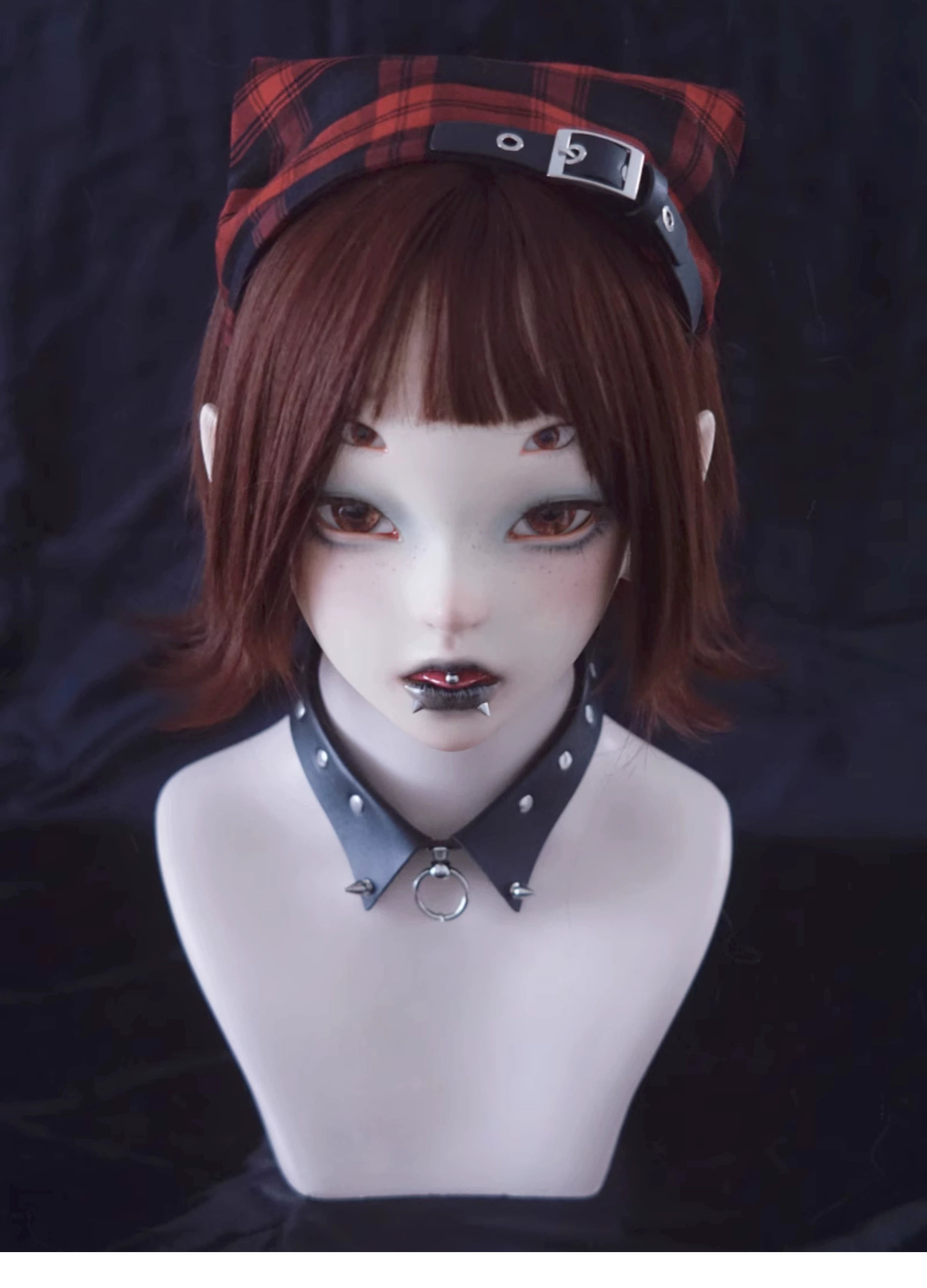 Strange Sugar - Gothic Lolita Black-red Plaid Hairband