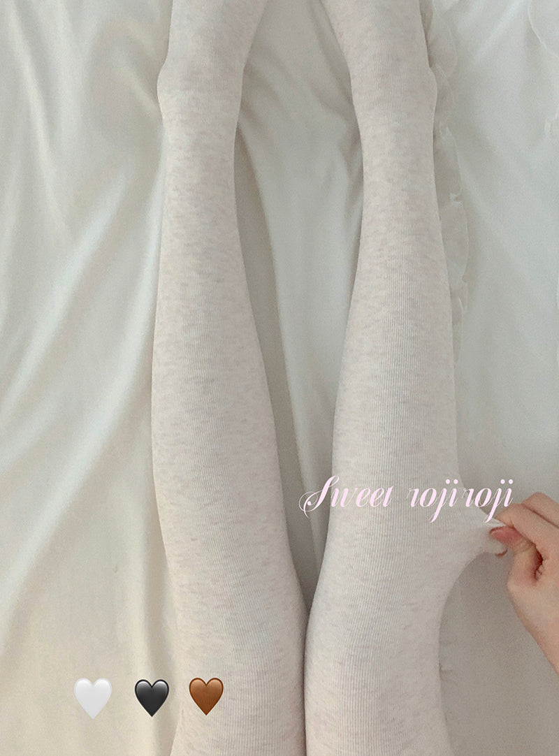 Roji roji - Cotton Lolita Pantyhose Thickened Winter Pantyhose Leggings Fleece (recommended to wear above 10 degrees) Oatmeal White