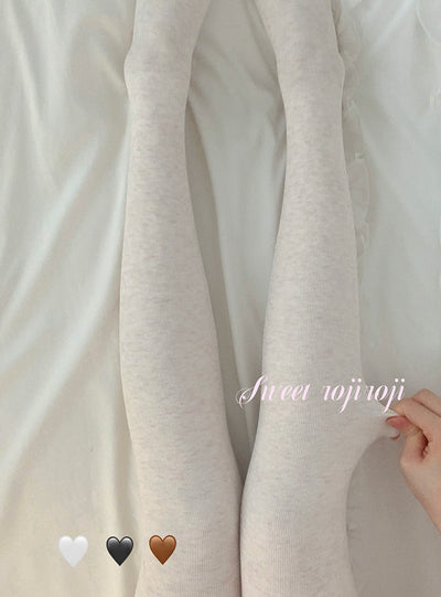 Roji roji~Cotton Lolita Pantyhose Thickened Winter Pantyhose Leggings Fleece (recommended to wear above 10 degrees) Oatmeal White 