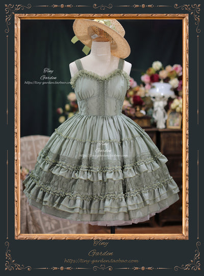 (Buyforme)Tiny garden~Dream Bouquet~Elegant French Vintage Lolita JSK free size grayish green 