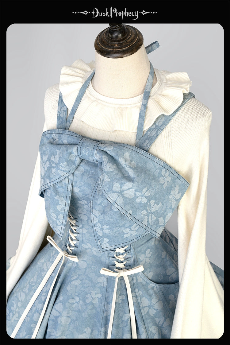 DuskProphecy~Egret 2.2-3.1 Version~Sweet Lolita Denim JSK Bust-Supporting Dress