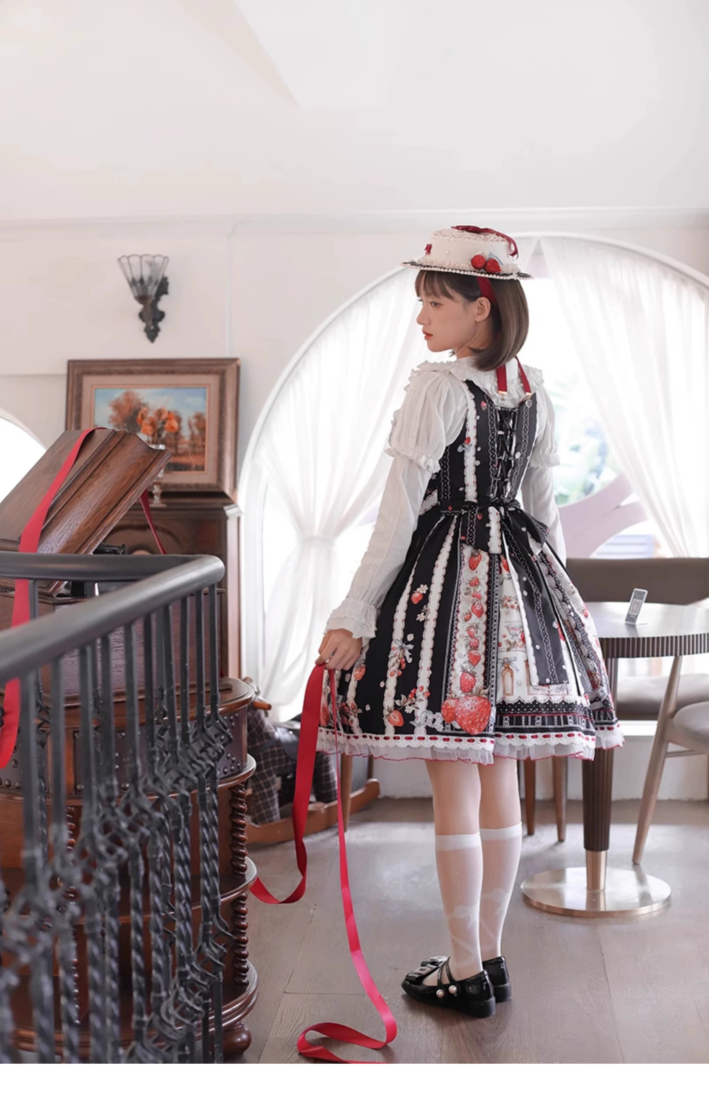 Balladeer - Strawberry Manor - Sweet Lolita JSK Dress, Strawberry Print 43417:798457